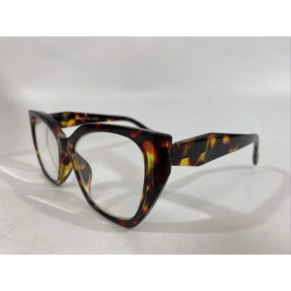 Nicole Miller Readers CatEye Glasses NM326 ‎ +2.50 Chunky Brown Acetate Tortoise